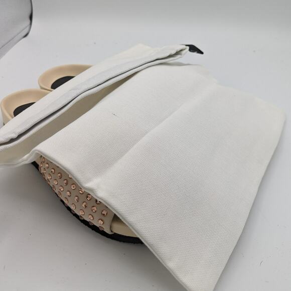 JW Anderson Suede Crystal Embellished Slides Beige Flat Sandals 38 US 7.5 NIB - Picture 6 of 13